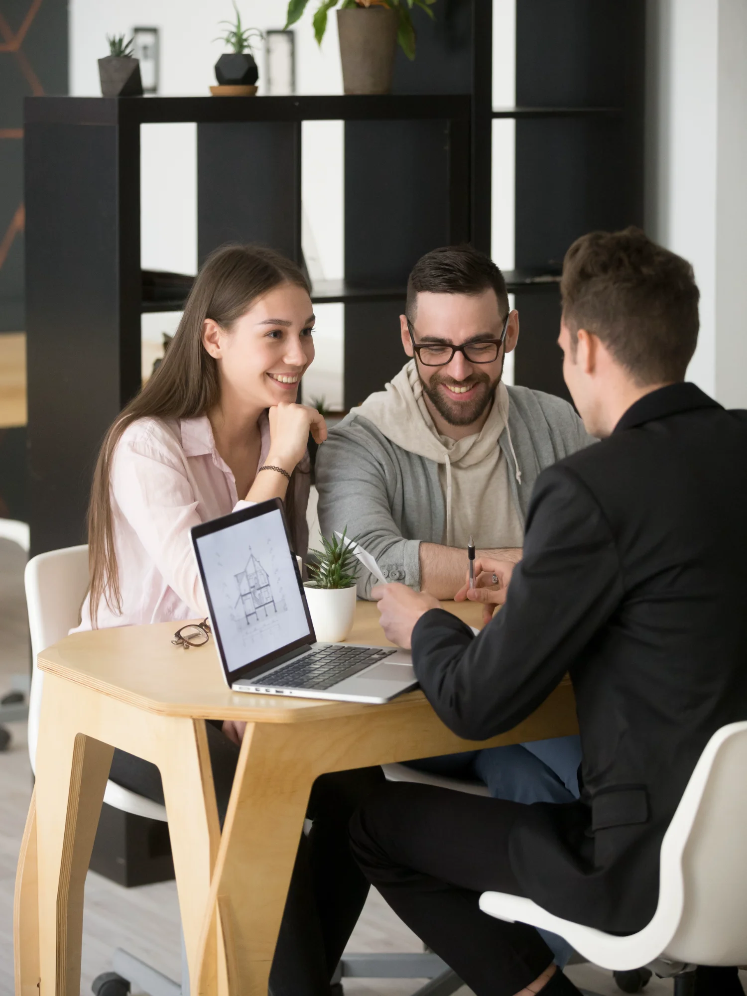 couple having consultation with home renovation expert