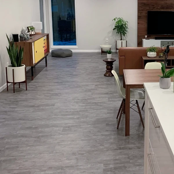 luxury vinyl tiles in open concept living room