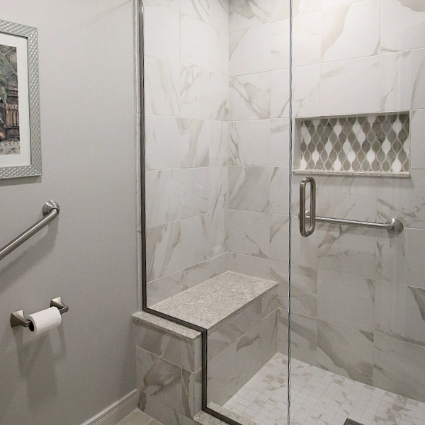 custom cut glass for shower doors in a modern shower space